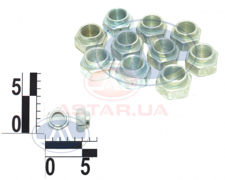 Гайка М18 ступицы правой ВАЗ 2101, 2102, 2103, 2104, 2105, 2106, 2107 с точкой 10 шт. пакет