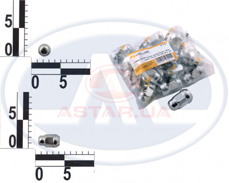 Гайка 12x35 колес хром конус закр. ключ 19 (ш 1.5) (20 шт) (пакет)