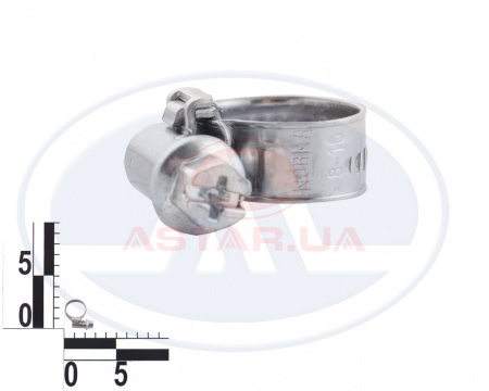 Хомут червячный 8-16/9мм W2 из нерж. стали