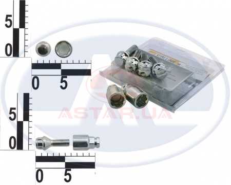 Болт М12х1,5х28 колеса Lanos, хром. конус секретки, сталь, литой, (2 ключа) (4 шт.) блист.