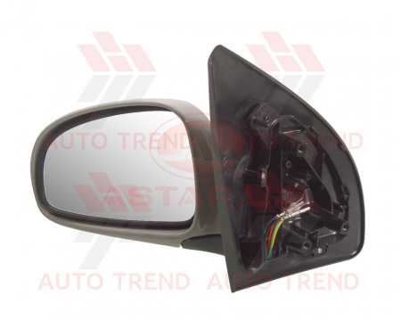 Зеркало нар. CHEVROLET AVEO T-200 лев., мех., черное, без обогрева