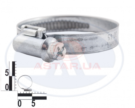 Хомут червячный 30-45/9мм W1 из оцинк. стали
