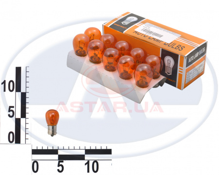 Лампа P21W 12В 21Вт BA15s, одноконтакнтная поворота, зад. хода, габарита, желт.
